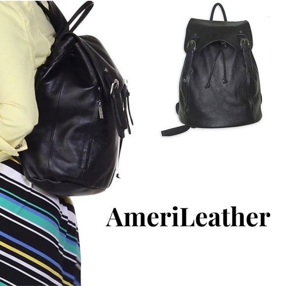 AmeriLeather Handbags - AmeriLeather Clementi Black Leather Backpack NWOT